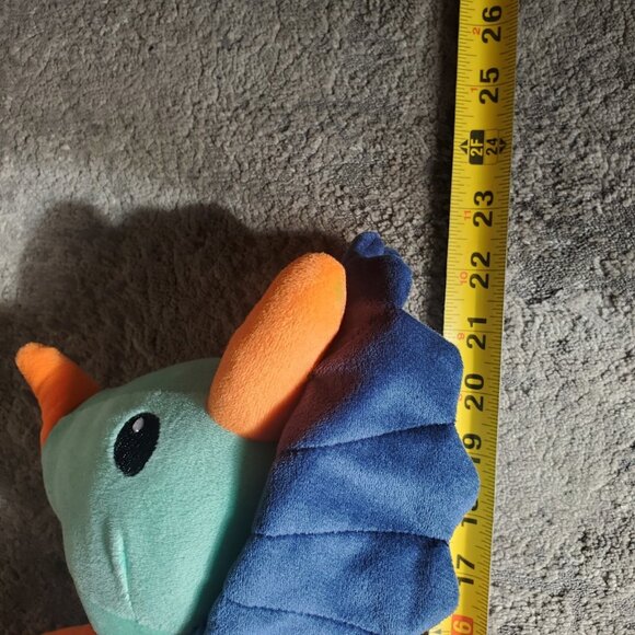 Huntington Home Throw Buddy Dinosaur Triceratops Blue Teal Orange Stuffed Animal - Picture 8 of 8